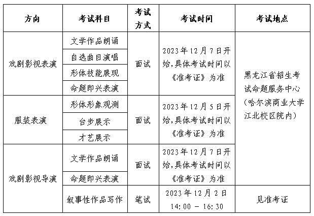 黑龍江2024年普通高校藝術類招生考試安排