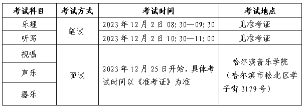 黑龍江2024年普通高校藝術類招生考試安排