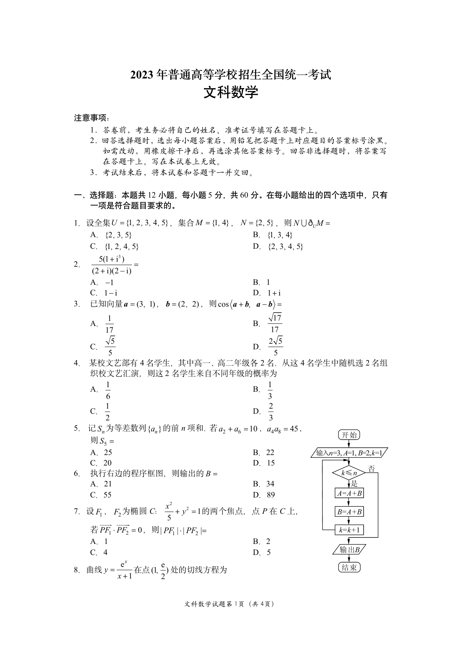 2023年高考真題及答案